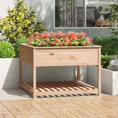 Planter With Shelf 111.5x111.5x81 Cm Solid Wood Pine.