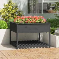 Detailed information about the product Planter with Shelf Grey 111.5x111.5x81 cm Solid Wood Pine