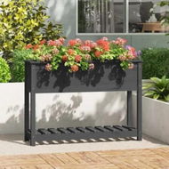 Detailed information about the product Planter with Shelf Grey 111.5x34.5x81 cm Solid Wood Pine