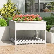 Detailed information about the product Planter with Shelf White 111.5x111.5x81 cm Solid Wood Pine