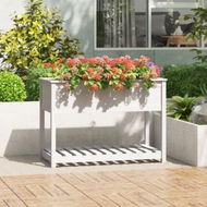 Detailed information about the product Planter With Shelf White 111.5x54x81 Cm Solid Wood Pine.