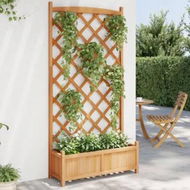 Detailed information about the product Planter with Trellis Brown Solid Wood Fir
