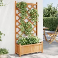 Detailed information about the product Planter with Trellis Brown Solid Wood Fir