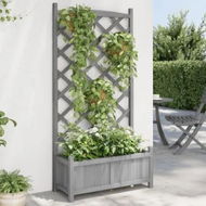 Detailed information about the product Planter with Trellis Grey Solid Wood Fir