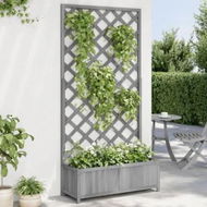 Detailed information about the product Planter with Trellis Grey Solid Wood Fir