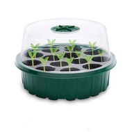 Detailed information about the product Plastic Nursery Pots Tray 12 Holes Seed Growing Box With Lid Garden Supplies