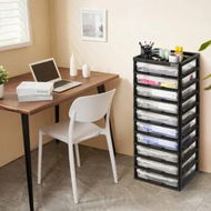 Detailed information about the product Plastic Storage Organizer 10-Tier Large Capacity with Organizer Top Black Frame