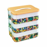 Detailed information about the product Plastic Storage Organizer for Lego Box Kids Child Toy Stackable Containers with Lids Bins 3 Layers Adjustable Compartments Building Blocks Chest Case (Yellow)