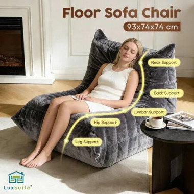 Plush Floor Sofa Chair Couch Lounge Lazy Lounger Chaise Ground Seat Leisure Foam Pouffe Bean Bag Modern Comfortable Accent Bedroom Furniture