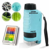 Detailed information about the product Pocket Microscope for Kids 60-120X Magnification Led Lights Portable Handheld STEM Toys for Educational Student Scientific Experiment Blue
