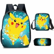 Detailed information about the product Pokemon Schoolbag Cartoon Cute Pikachu Primary School Student Backpack+Shoulder Bag+Pencil Case
