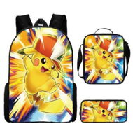 Detailed information about the product Pokemon Schoolbag Cartoon Cute Pikachu Primary School Student Backpack+Shoulder Bag+Pencil Case