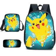 Detailed information about the product Pokemon Schoolbag Set - Cute Pikachu Backpack, Shoulder Bag, and Pencil Case for Primary Students