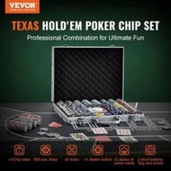 Detailed information about the product Poker Chip Set 500-Piece Poker Set Complete Poker Playing Game Set with Aluminum Carrying Case 11.5 Gram Casino Chips Cards Buttons and Dices for Texas