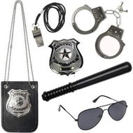 Detailed information about the product Police Pretend Play Toy Set for Kids, Toddler Boys Halloween Costume Including Metal Handcuffs Police Badge Baton Sunglasses Whistle