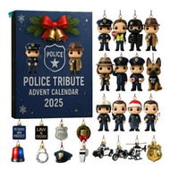Detailed information about the product Police Tribute Advent Calendar 2025, with 24 Days Police Tribute Ornaments, Countdown Calendar for Christmas