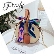Detailed information about the product Poly Beach Straw Tote Bags with Decorative Scarf