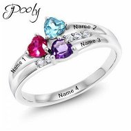 Detailed information about the product Poly Design Your Own 3 Birthstones Gem S925 Silver Customized Personalized Engraved Statement Ring