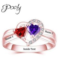 Detailed information about the product Poly Design Your Own Heart 2 Birthstones Gem S925 Silver Customized Personalized Engraved Rose Gold Ring