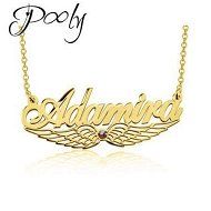 Detailed information about the product Poly Design Your Own S925 Sterling Silver Personalized Birthstone Angel Wing Name Necklace Adjustable 16