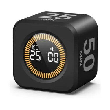 Pomodoro Cube Visual Timer,5,10,25,50 Min Rotating Countdown,Customize Countup Silent Mode,for Work Study Cook Workout Kitchen(Black)