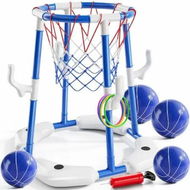 Detailed information about the product Pool Basketball Hoop,2-in-1 Floating Pool Toys Ring Game with 4 Balls and Pump,Outdoor Swimming Pool Basketball Games Water Play Toy Age 3+ (Blue)