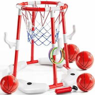 Detailed information about the product Pool Basketball Hoop,2-in-1 Floating Pool Toys Ring Game with 4 Balls and Pump,Outdoor Swimming Pool Basketball Games Water Play Toy Age 3+ (Red)