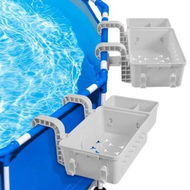 Detailed information about the product Pool Baskets Storage Poolside 2 Sets Cup Holders Outdoor Above Ground Swimming Pools Rails 3 Inch Fit Accessories Summer Swim Essentials Grey