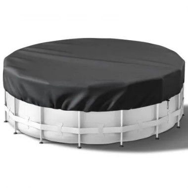 Pool Cover 12 Ft Round Solar Above Ground Heavy Duty Winter Protector PE Tarp Waterproof Dustproof Black