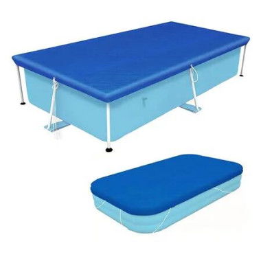 Pool Cover Above Ground Swimming Rectangular Frame 300x201cm UV Resistant Polyethylene Rainproof Dust Protection with Ropes