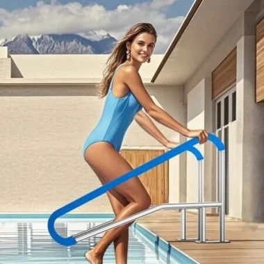Pool Handrail 55 x 32 inch Stainless Steel with Base Plate for Spas