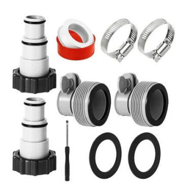 Pool Hose Adapter Set for 1.5 to 1.25 Inch Hoses Replacement Accessories Compatible with Intex Threaded Filter Pump