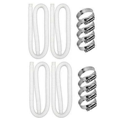 Pool Pump Hose Replacement 4PCS Diameter 3.17cm Filter Compatible Intex Above Ground Swimming Pools Pumps 149cm Long White