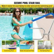 Detailed information about the product Pool Rail 39x32 Pool Railing 304 Stainless Steel 250LBS Load Capacity Silver Rustproof Pool Handrail Humanized Swimming Pool Handrail with Blue Grip Cover & M8 Drill Bit & Self-Taping Screws