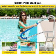 Detailed information about the product Pool Rail 54x36 Pool Railing 304 Stainless Steel 250LBS Load Capacity Silver Rustproof Pool Handrail Humanized Swimming Pool Handrail with Blue Grip Cover & M8 Drill Bit & Self-Taping Screws