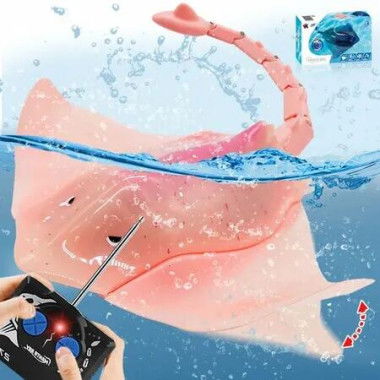 Pool Toys Remote Control Stingray Diving into Water High Simulation Robot Manta ray Lights Rechargeable Battery Remote Control Bathtub Summer Pool Toys Great Gift RC Boat for Age3+ Year Kids Pink