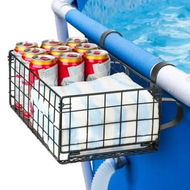 Detailed information about the product Poolside Storage Basket Metal Pool Toy Basket Foldable Above Ground Pool Storage Basket For Pool Toys,Towels,Beverages,Poolside Cup Holder