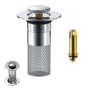 Pop Up Bathroom Sink Drain Strainer Hair Catcher,Sink Drain Stopper with Removable Stainless Steel Filter Basket,for Universal Bathroom Kitchen Basin Sink Stopper Replacement