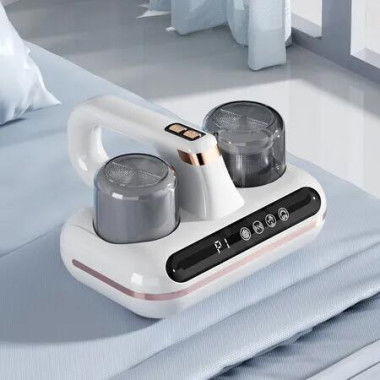 Portable 10000pa Bed Mite Vacuum Cleaner with Double Moisture Display for Bedroom, Sofa, Bedding, and Plush Toys(White)