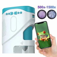 Detailed information about the product Portable 1080P Handheld Microscope 1000X With Photo And Video Functions Educational Mini Pocket Outdoor Toy For Kids Color White And Blue