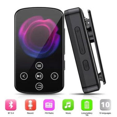 Portable 1.5 inch Bluetooth Mp3 Music Player Back Clip Built in Speaker Voice Recording Video Player FM E-book Photography 32GB