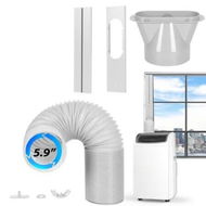 Detailed information about the product Portable AC Window Vent Kit 1.5m 5.9inch Exhaust Hose 150mm flat nozzle 1.3m of sealing board Length Exhaust Hose for Sliding Horizontal Vertical Windows