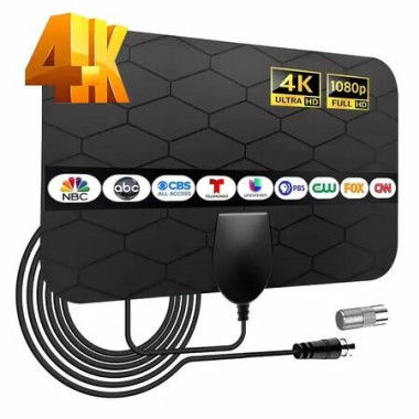 Portable Antenna TV,Digital Television Antenna for Smart/Old,Local Channels,Support 4K 1080P,Amplifier Signal-Booster,3M Coaxial Cable,HD TV Antenna Indoor