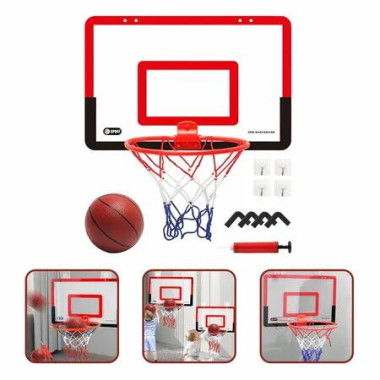 Portable Basketball Hoop Toys Kit Foldable Indoor Home Basketball Fans Sports Game Toy Set Color Red