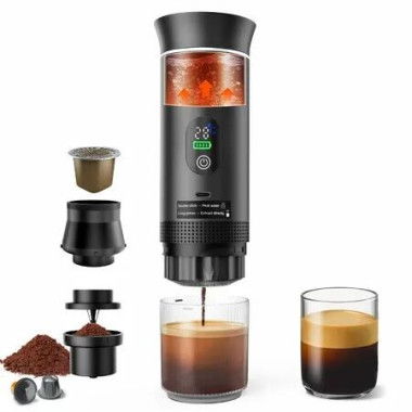 Portable Battery Espresso Coffee Maker for Travel,20 Bar Mini Car Espresso Machines,3-in-1 Self-Heating Electric Espresso Maker,Black