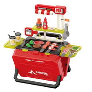 Detailed information about the product Portable BBQ Grill Suitcase Toy 28Pc Plastic Table Kitchen Food Pretend Play Role Gift Christmas Birthday Holiday Col. Red Aged 5+