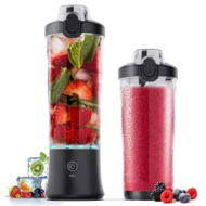 Detailed information about the product Portable Blender,270 Watt for Shakes and Smoothies Waterproof Blender USB Rechargeable with 20oz Blender Cups with Travel Lid (Black,20oz)