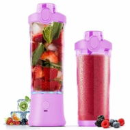 Detailed information about the product Portable Blender,270 Watt for Shakes and Smoothies Waterproof Blender USB Rechargeable with 20oz Blender Cups with Travel Lid (Purple,20oz)