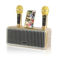 Detailed information about the product Portable Bluetooth Speaker with 2 UHF Wireless Microphones Karaoke Speakers with Phone Holder,PA System with LED Lights for Home Parties,Picnic-Gold