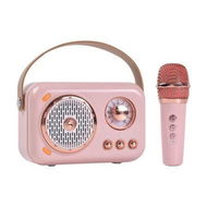 Detailed information about the product Portable Bluetooth Speaker with Microphone Set, Retro Speaker with Home Karaoke Machine(Pink)